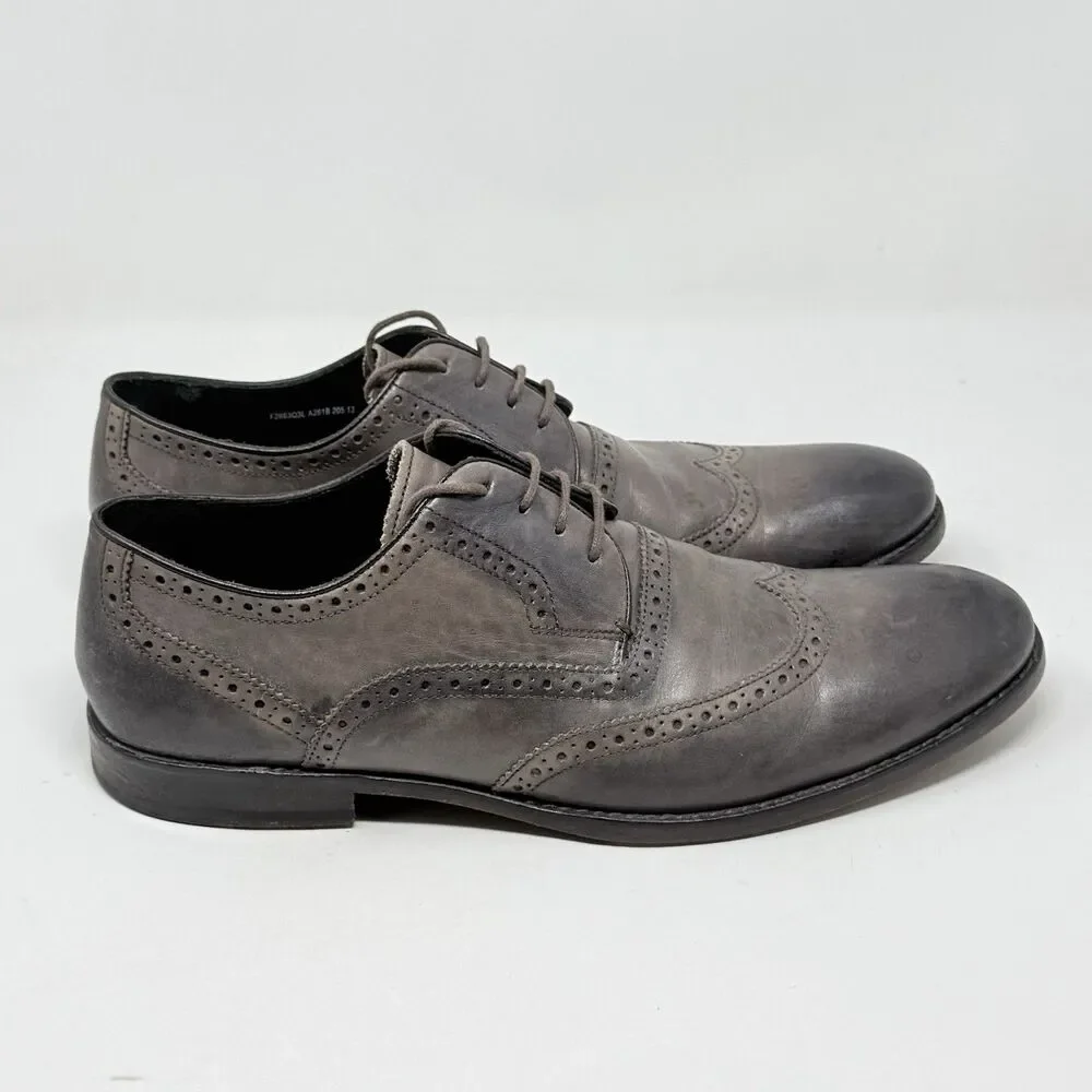 John Varvatos Luxe Derby Oxford Shoes Mens 13 Brown Leather Wingtip Brogue